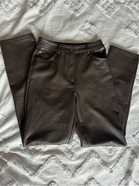 NOA Chocolate Brown High-Waisted Faux Leather Pants in size Small
